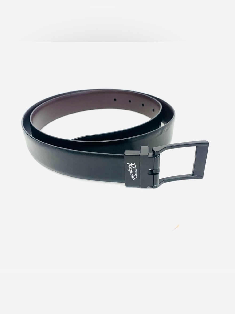 ORIGINAL PENGUIN Brown & Black Genuine Leather Reversible Belt Mens 38 EUC